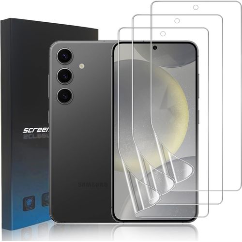 Protection Écran Compatible Avec Samsung Galaxy S24, Hd Clair Film De Protection En Tpu Flexible Pour Samsung Galaxy S24 [Non Verre][Compatible Avec Lecteur D'Empreinte] 3 Pièces