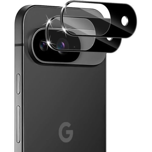 CAUC-Caméra Arrière Protecteur pour Google Pixel 9, 2 Pièces 9H Dureté Anti-Rayures Ultra HD Protection écran Film Verre Trempé Film de Protection Caméra Lentille - Noir