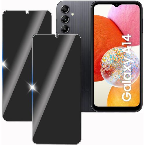 Lot De 2 Verres Trempés Protection Vie Privée Pour Samsung Galaxy A14 ¿ Anti-Espion 9h, Anti-Bulles, Antirayures, Oléophobe/Hydrophobe, Sensibilité Tactile Élevée