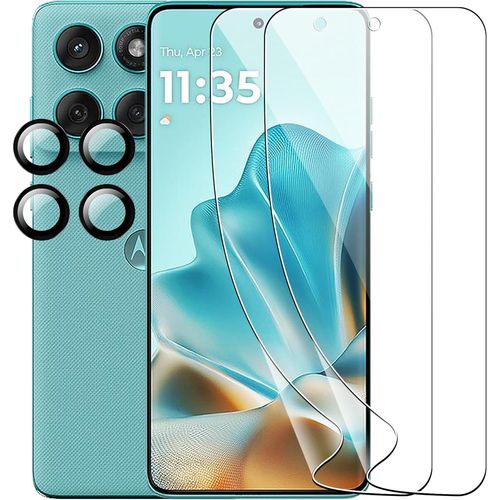 Kit 2x Films Écran Tpu + 1 Verre Trempé Objectif Pour Motorola Edge 60 / 60 Pro / 60 Fusion - Protection Anti-Rayures, Ultra-Fin, Anti-Traces, Installation Facile