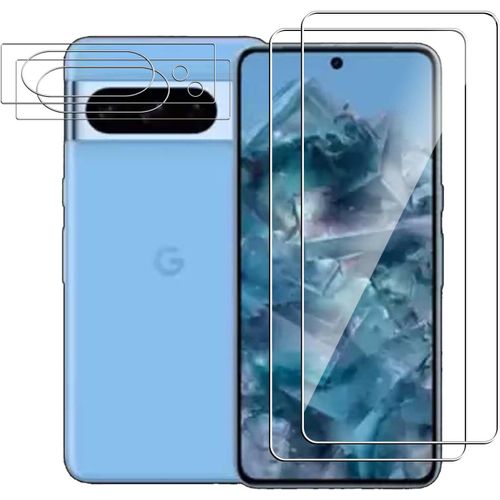 Pack 2 Verres Trempés + 2 Protections D'objectif Pour Google Pixel 8a - Dureté 9h, Anti-Rayures, Installation Facile