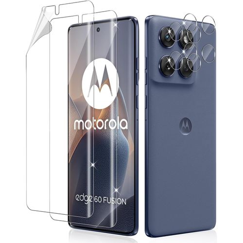 Pack 2 Films Écran Tpu + 2 Verres Trempés Caméra Pour Motorola Moto Edge 60 Fusion ¿ Anti-Rayures, Ultra-Transparent, Installation Facile