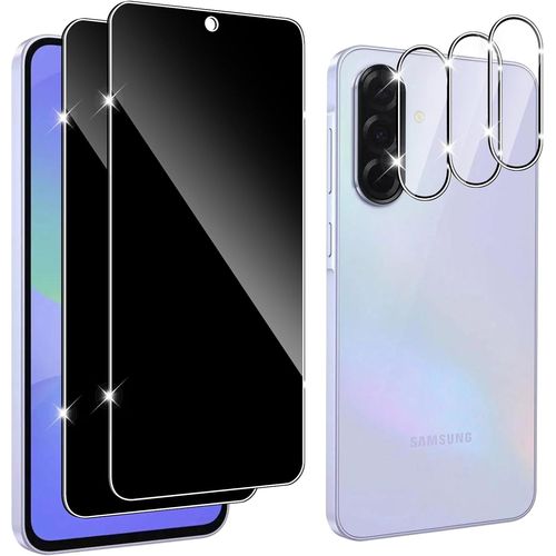 CAUC-2 Pièces Protection Verre Trempé pour Samsung Galaxy A36 5G Ecran Anti Espion Vitre + 2 Pièces Protection Camera, Couverture Complète Protection écran, Anti-Espion 9H Sans Bulles