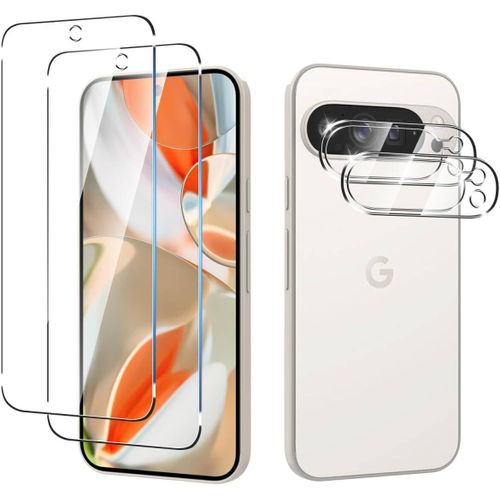 Verre Trempé Google Pixel 9 Pro Xl - Pack 2 Protections Écran + 2 Protections Caméra, 0,26 Mm 9h Ultra-Transparent Anti-Bulles, Installation Facile