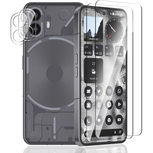 SJZG-Verre Trempé Pour Nothing Phone 2 [2 Pièces] + Caméra Arrière Protecteur [2 Pièces],9H Dureté/Sans Bulles/Anti Rayures,Film Protection Écran Pour Nothing Phone 2