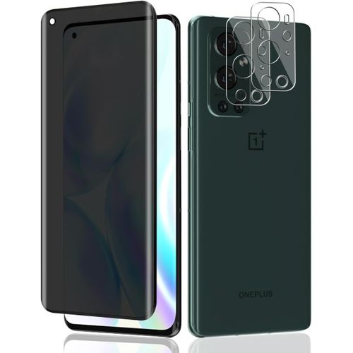 Pack 1+2 Protecteur D'écran Vie Privée Oneplus 9 Pro - Verre Trempé 9h Anti-Espion + 2 Protections Lentille Caméra