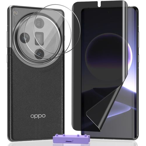 Protection Écran Oppo Find X7 - Film Confidentialité Tpu (1 Pc) + 2 Verres Trempés Objectif, Anti-Espion, Auto-Cicatrisant Et Oléophobe