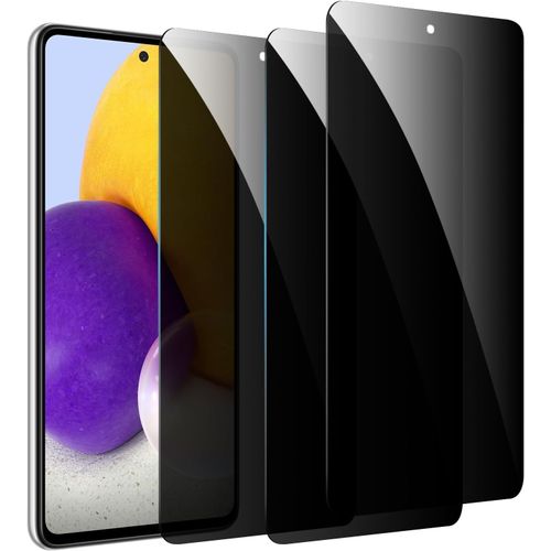 Lot De 3 Protections Écran Confidentialité Pour Samsung Galaxy A71/A72/A73 ¿ Verre Trempé 9h Anti-Espion, Anti-Traces Et Sans Bulles (Lingettes + Stickers Anti-Poussière)