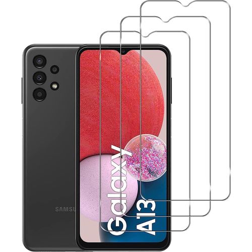 Pack De 3 Protège-Écrans En Verre Trempé Pour Samsung Galaxy A13 - Hd Haute Transparence, Dureté 9h, Anti-Rayures Et Anti-Empreintes, Pose Facile Sans Bulles, Kit D'installation Inclus