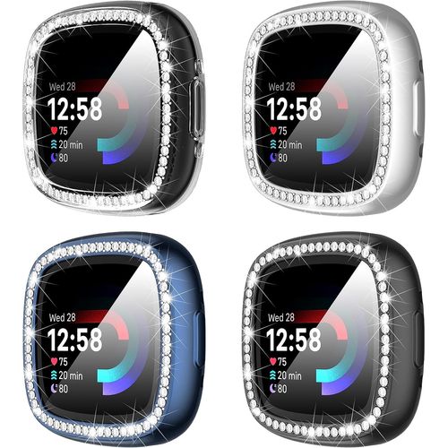 Lot De 4 Coques De Protection Souples En Tpu + Protège-Écrans Pour Fitbit Versa 4 / Sense 2 ¿ Protection Complète Anti-Rayures