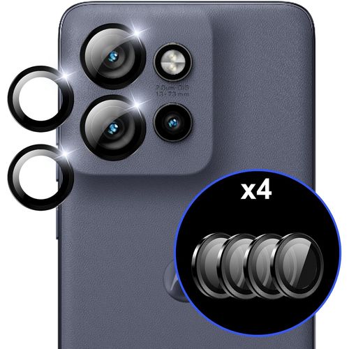 Protecteur Caméra Motorola Moto Edge 50 Neo ¿ Lot De 2 Verres Trempés 9h Avec Anneau Aluminium, Hd Anti¿Empreintes, Noir, Installation Facile