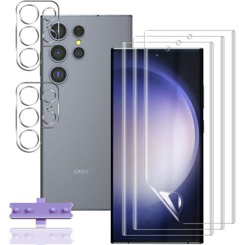 Pack 3 Protège-Écrans Tpu + 2 Verres Trempés Pour Lentille Caméra Pour Samsung Galaxy S23 Ultra - Anti-Rayures