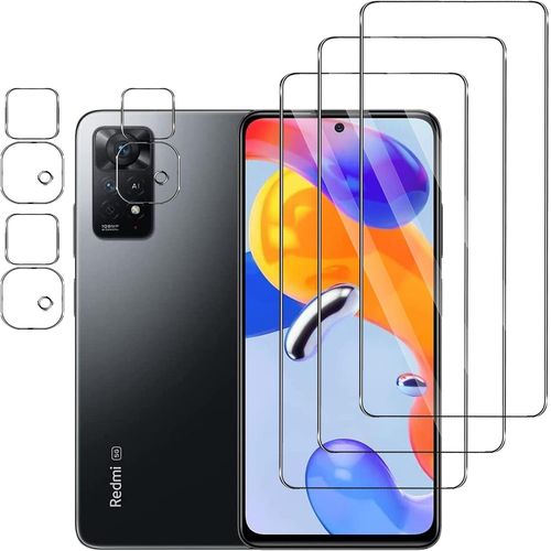 Pack 3+3 Verre Trempé 9h + Protège-Objectifs Pour Xiaomi Redmi Note 11 Pro - Haute Sensibilité Tactile, Anti-Traces Oléophobe, Bords 2.5d, Pose Sans Bulles
