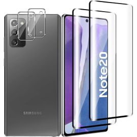 Pack 4 Pièces : Verre Trempé 9h Pour Samsung Galaxy Note 20 (2 Protections Écran + 2 Protections Lentille), Hd Ultra-Transparent, Ultra-Résistant