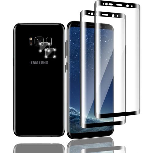 SJZG-2+2 Pièces Verre Trempé Pour Samsung Galaxy S8, 2 Pièces Film Protection Écran Et 2 Pièces Caméra Arrière Protecteur, Dureté 9H Glass, Hd Transparent Sans Bulles, Pour Samsung Galaxy S8