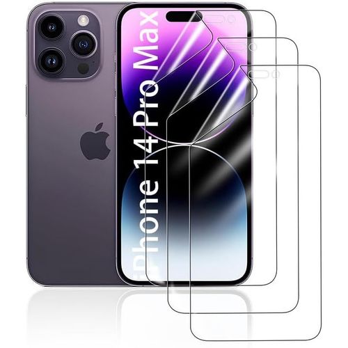 Films De Protection D'écran Pour Iphone 14 Pro Max, 3 Pièces Film Hydrogel Transparent Hd Souple En Tpu Film De Protection D'écran Anti-Rayures Anti-Traces De Doigts Auto-Réparatrice