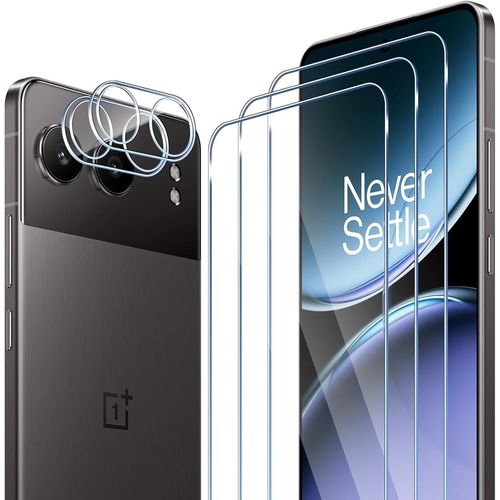 Pack 5 Pièces Pour Oneplus Nord 4 - 3 Films En Verre Trempé Écran + 2 Protège-Objectifs Caméra, Verre 9h Anti-Rayures, Anti-Empreintes, Sans Bulles, Hd