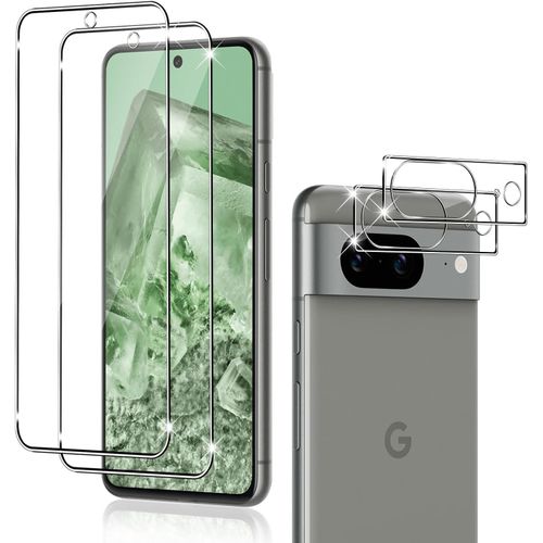 Pack 2x Verre Trempé Écran + 2x Film Protecteur Caméra Arrière Pour Google Pixel 8 - 9h Anti-Rayures, Sans Bulles, Haute Transparence 99% Et Installation Facile