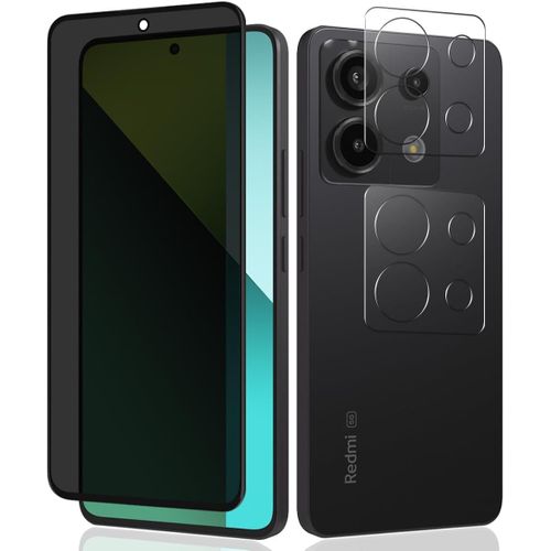Pack 3 Pièces - Film Confidentialité En Verre Trempé Écran + 2 Protège-Objectifs Caméra Anti-Rayures Pour Xiaomi Redmi Note 13 Pro 5g