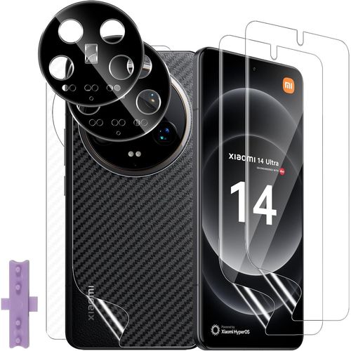 Pack De Protections Xiaomi 14 Ultra ¿ Verre Trempé Écran + Film Tpu Arrière + Protecteur Lentille Caméra Hd, Anti-Traces & Anti-Rayures, Pose Sans Bulles