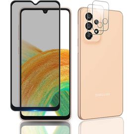 SJZG-Verre Trempé Anti-Espion Compatible Avec Samsung Galaxy A33 5G + 2 Pièces Caméra Lens Verre Trempé¿9H Dureté ¿ Privacy Protecteur D'Écran Pour Samsung Galaxy A33 5G