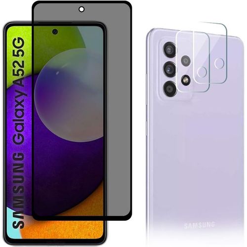 Protecteur Verre Trempé Confidentialité 9h + 2 Protections Objectif Caméra Pour Samsung Galaxy A52 / A52 5g / A52s 5g