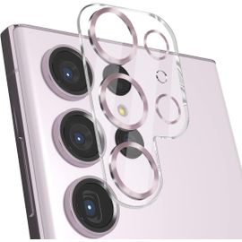 Protection Lentille Verre Trempé + Bague Métallique Intégrée Pour Samsung Galaxy S23 Ultra ¿ 9h Anti-Rayures, Anti-Bulles, Pose Facile ¿ Rouge (1 Pièce)