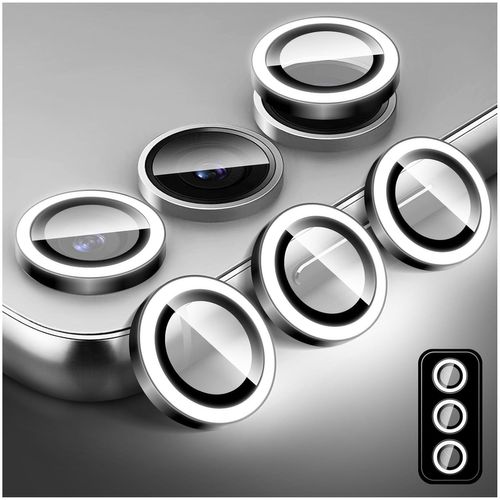 Protecteur D'objectif D'appareil Photo Lumineux Pour Samsung Galaxy S24 Plus, Protecteur D'écran De Couverture De Caméra En Verre Trempé Coloré, Anneaux En Alliage D'aluminium