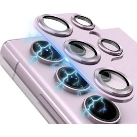 Caméra Arrière Protecteur Compatible Avec Samsung Galaxy S23 Ultra, Métal Verre Trempé Caméra Protecteur D'écran Alliage Aluminium Film Pour Samsung Galaxy S23 Ultra -Violet