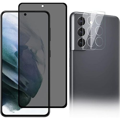 Protecteur D'écran Confidentialité Pour Samsung Galaxy S21 Fe + 2 Protections Pour Lentilles, Verre Trempé 9h Anti-Espion, Anti-Traces, Installation Facile