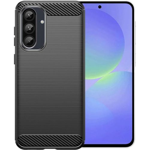 Coque Étui Tpu Souple Effet Fibre De Carbone Pour Samsung Galaxy A56 - Bumper Antichoc, Protection Caméra & Écran, Antidérapant (Noir)