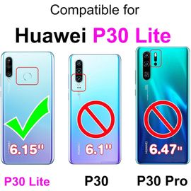 Tianyi-Coque Pour Huawei P30 Lite/Nova 4e Étui, Avec [Fentes Pour Cartes] [Magnétique] Antichoc Premium Cuir Portefeuille Etui Compatible Huawei P30 Lite/Nova 4e Noir
