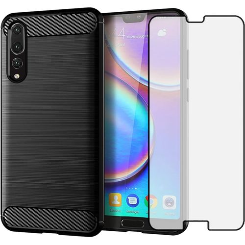 Coque Huawei P20 Pro Avec Verre Trempé - Antichoc Fine & Renforcée, Protection Écran Et Caméra, Compatible Charge Sans Fil, Léger Noir