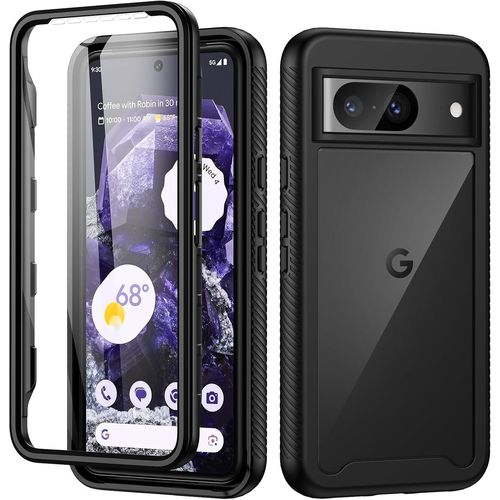 Coque Intégrale 360° Antichoc Pour Google Pixel 8 5g - Bumper Tpu+Pc Avec Protecteur D'écran, Portefeuille Slim Et Accès Précis Aux Boutons/Ports - Noir