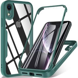 Coque Intégrale 360° En Silicone Pour Iphone Xr (6,1"") ¿ Protection Antichoc Renforcée, Protège¿Écran Pet Tactile Intégré, Bords Et Appareil Photo Surélevés, Vert