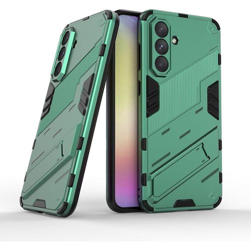 Coque Hybride Pour Samsung Galaxy A56 5g / A36 5g - Pc + Tpu Verte, Protection Anti-Chute Mil-Std 810g, Support Invisible Multi-Angle Et Plaque Magnétique Compatible Support Voiture