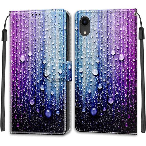 Coque Iphone Xr, Etui Iphone Xr (6,1 Pouces), Etui Housse En Cuir Coque Antichoc Flip Case Fonction Support Housse Avec Fentes De Cartes Magnetique Portefeuille Protection Case (Bleu Violet)
