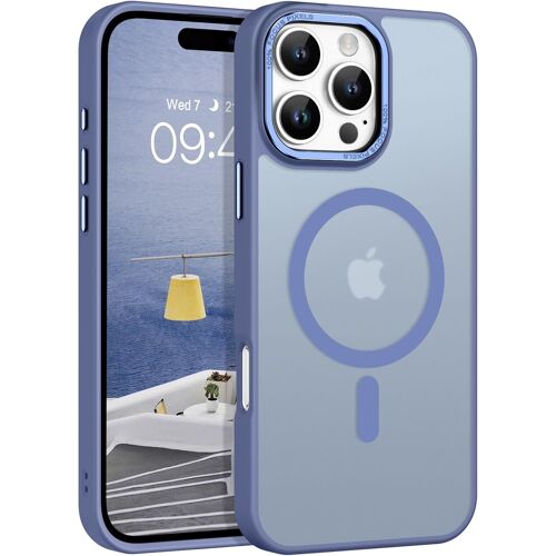 SJZG-Coque Pour Iphone 16 Pro Max, Compatible Avec Magsafe, Protection Matte Fine Antichoc, Aimant Magnétique Fort, Bleu