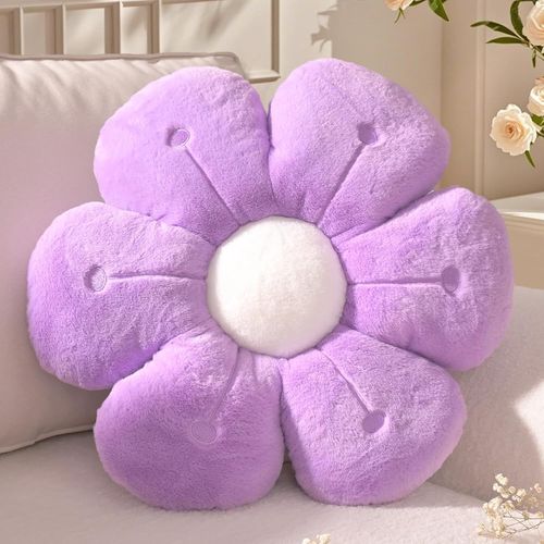Coussin Fleur Groß, Coussin De Sol Forme De Fleur Lilas, Coussins Décoratif En Peluche Daisy Enfant, Aesthetic Coussins Décoration Canapé, Deco Chambre Ado Fille, 50 Cm - Violet