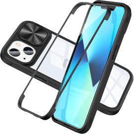 Coque Iphone 14 2-En-1 Hybride 360° Protection Intégrale Anti-Choc Anti-Rayures Protège-Caméra Housse Rigide Pc Noir