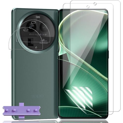 Lot 2 Films Écran Tpu + 2 Verres Trempés Caméra Arrière Pour Oppo Find X6 Pro - Auto-Réparant, Hd 99,9% Transparence, Compatible Déverrouillage Empreinte, Ultra-Fin