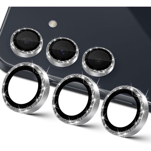 Protection Lentille Caméra Samsung Galaxy A35 5g - Verre Trempé 9h Anti-Rayures, Cadre Aluminium & Bords Pailletés, Pose Sans Bulles - Argent