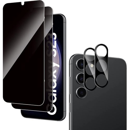 Protecteur D'écran Vie Privée Samsung Galaxy S23 - Lot 2 Verres Trempés Anti-Espion 9h + 2 Protections Lentille Caméra, 0,33 Mm, Bords 2.5d, Revêtement Oléophobe