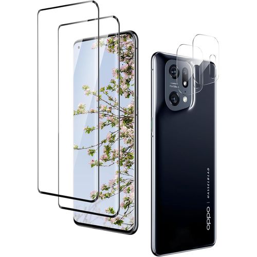 CAUC-Verre Trempé pour OPPO Find X5 Pro, Film de Protection d' écran Anti-Rayures, Écran de Protection Anti-Empreintes, 2 Pièces Protection écran + 2 Pièces Caméra Protection écran