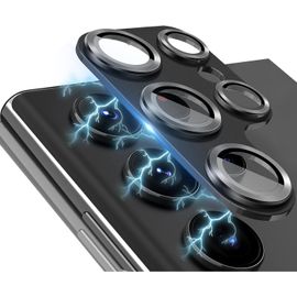 Protection De Lentille Pour Samsung Galaxy S23 Ultra - Verre Trempé 9h Avec Cadre En Alliage D'aluminium, Anti-Rayures Hd, Pose Sans Bulles - Noir