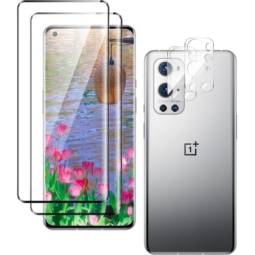 Protecteur D'écran En Verre Trempé 9h Pour Oneplus 9 Pro, Anti-Rayures Et Anti-Éclats, Haute Définition Et Tactile ¿ Pack 2 Verres + 2 Protections Lentille Caméra