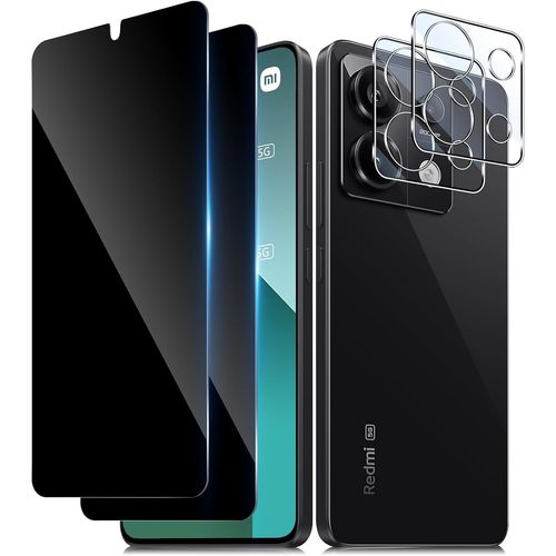 Verre Trempé Confidentialité Pour Xiaomi Redmi Note 13 Pro 5g - Lot 2+2 (2 Protections Écran + 2 Protections Lentille) Anti-Espion, Sans Bulles, Anti-Rayures 9h, Oléophobe, Sensibilité Tactile Préservée