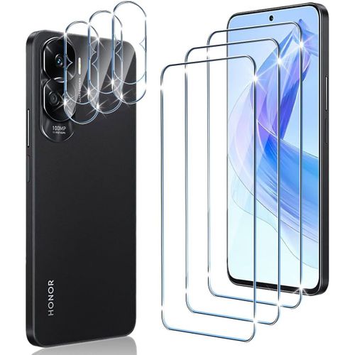 KAL-Compatible Avec Honor 90 Lite 5G Verre Trempé 3 Pièces 9H Dureté Protection Écran Et 3 Pièces Caméra Arrière Protecteur Ultra Hd Sans Bulles Anti-Rayure Film Protection D'Écran