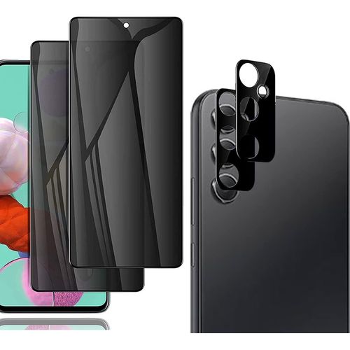 Lot 2 Verres Trempés Anti-Espion 3d 9h Pour Samsung Galaxy A54 + 2 Protège-Caméras Arrière - Protection Vie Privée, Bord Courbé, Haute Sensibilité