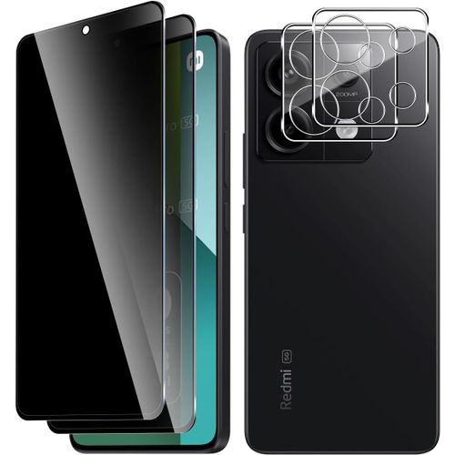 Verre Trempé Anti-Espion 2x Écran + 2x Protège-Lentille Pour Xiaomi Redmi Note 13 Pro 5g - 0,33 Mm, 9h Anti-Rayures, Pose Sans Bulles